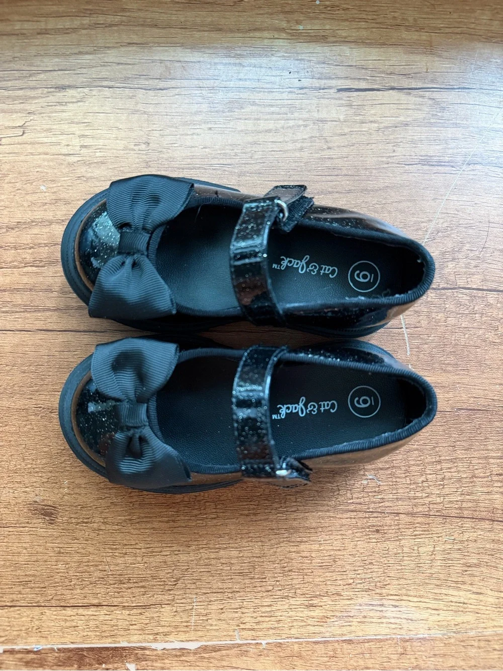 Kids Black Glitter Mary Jane Shoes with Bow